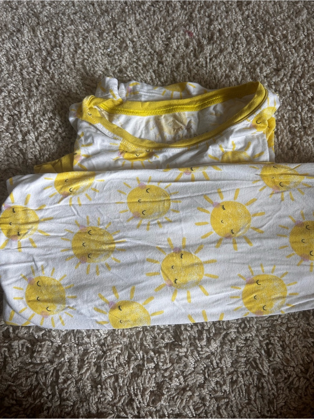 Little Sleepies White and Yellow Sun Print Kids Pajama Set